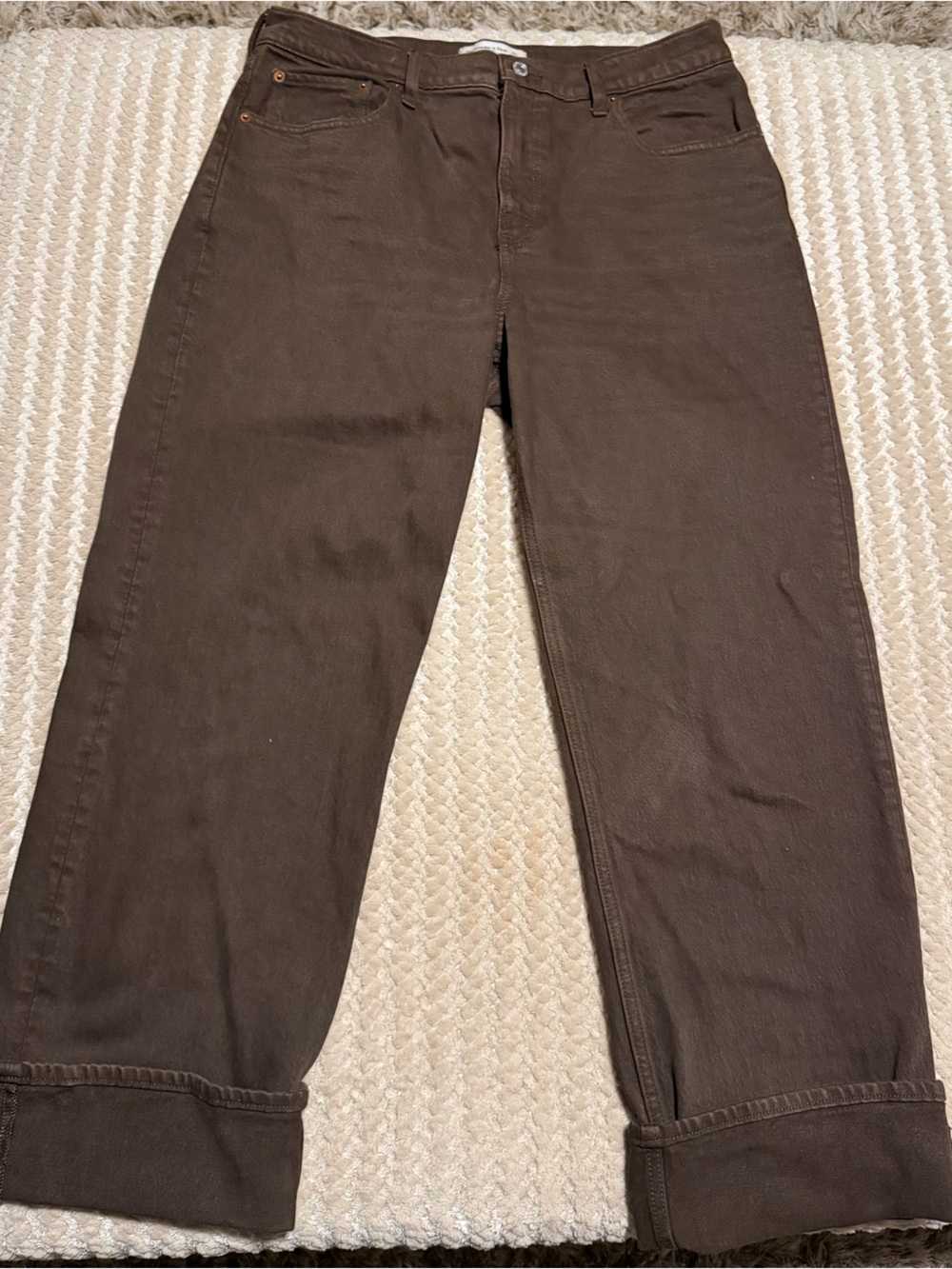 Abercrombie & Fitch Women's Dark Brown Straight-Leg Jeans